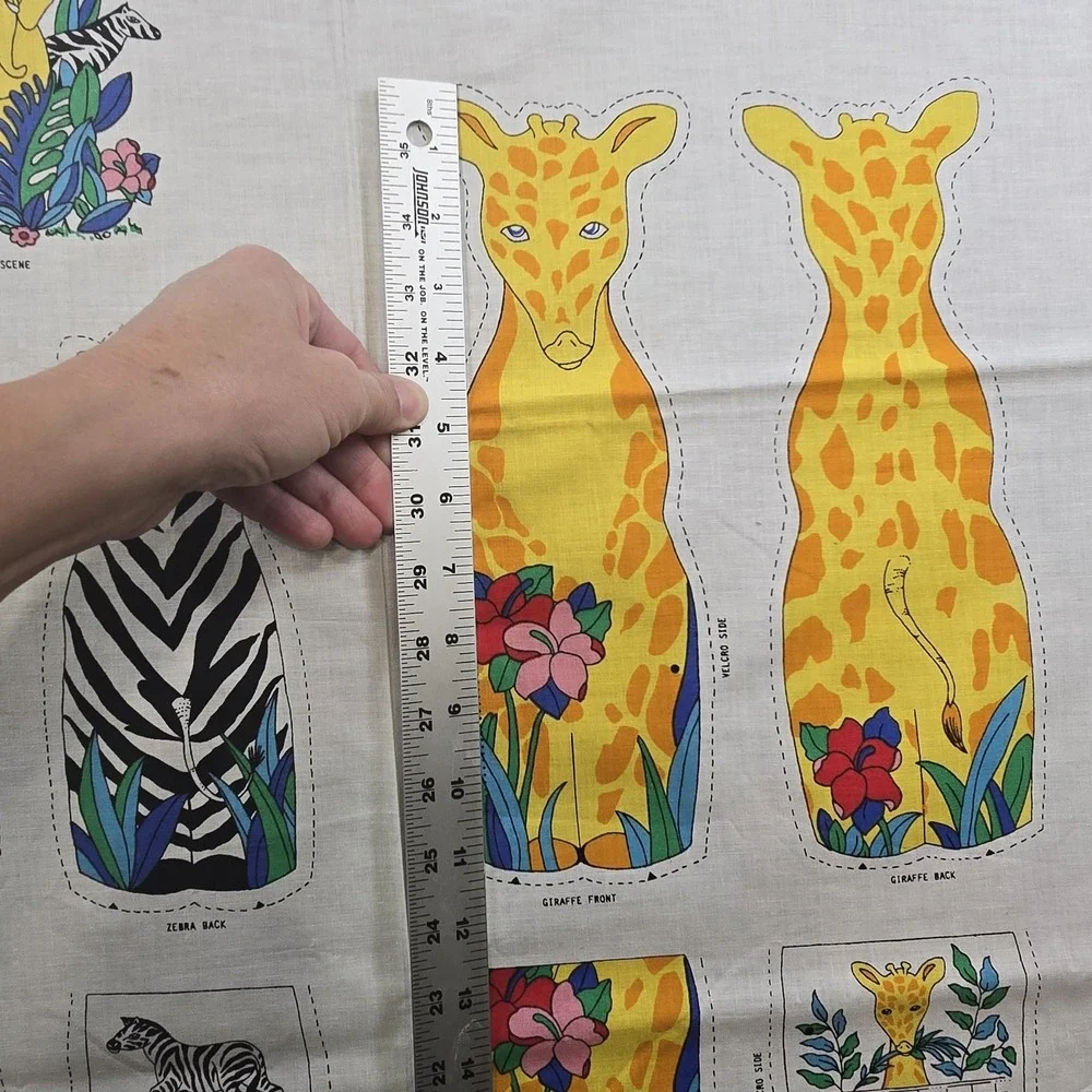 Vintage Springs Jungle Kingdom Cut Sew Fabric Panel Stuffed Animals Soft Books